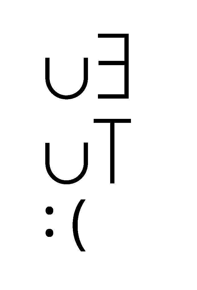 Ilustração. No canto superior esquerdo sobre fundo branco, a inscrição da frase “Eu, Tu” em duas linhas, invertida. Abaixo, dois olhos com a boca curvada para baixo.